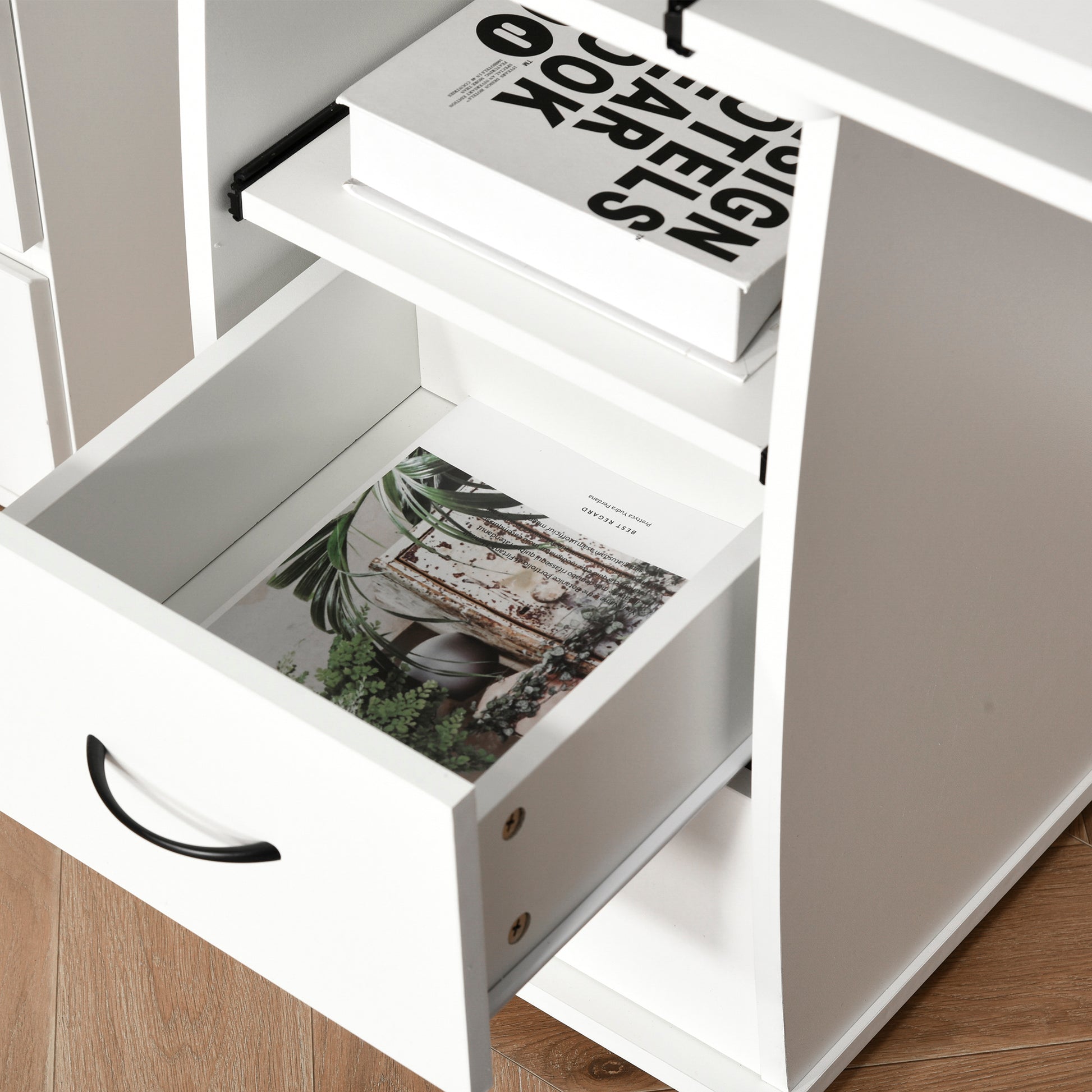 Computer Desk with Keyboard Tray - White 47"-DECOROLALA