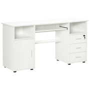 Computer Desk with Keyboard Tray - White 57"-DECOROLALA