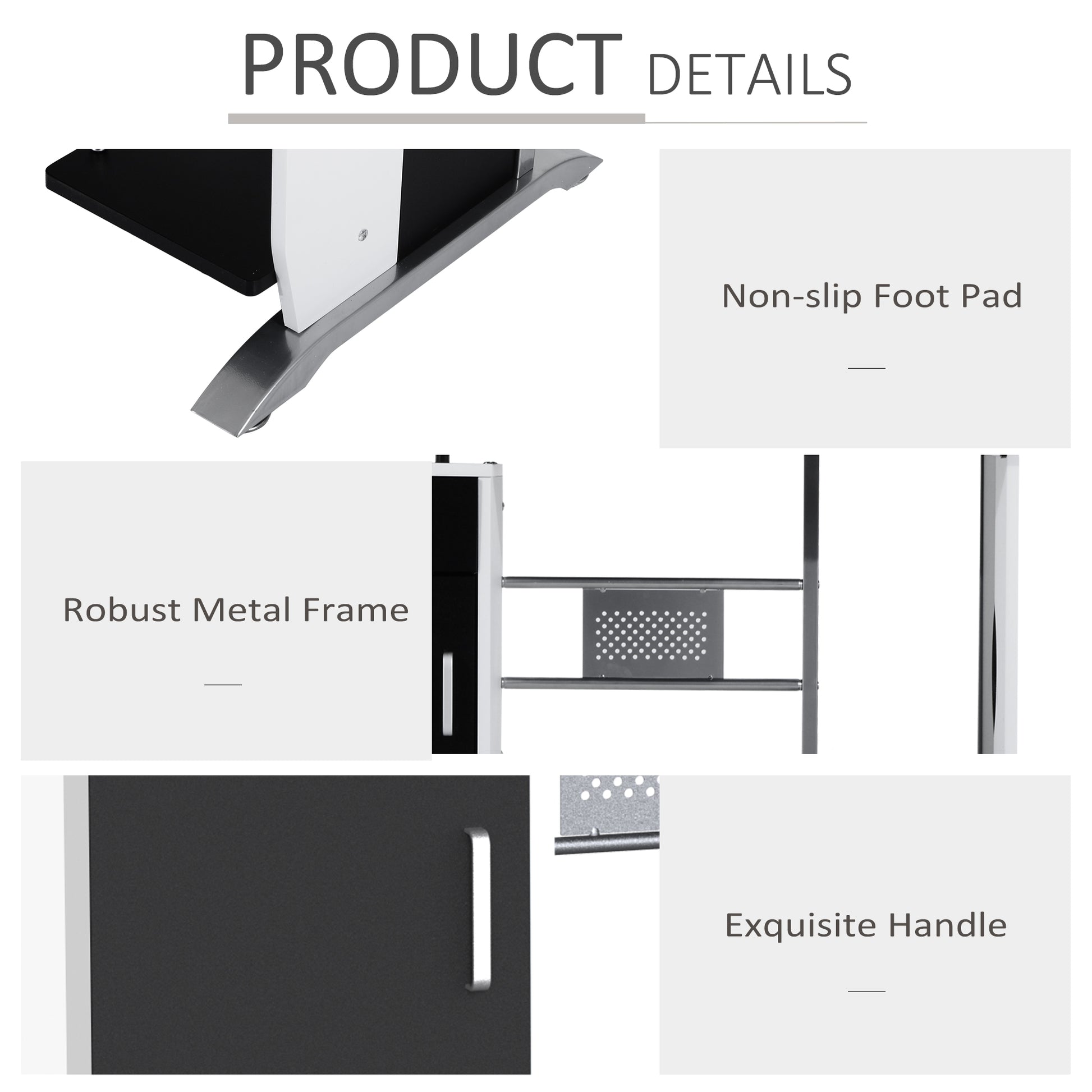 Computer Desk with Keyboard Tray and CPU Stand - Black/White-Office Products > Office Furniture > Office Desks & Work Stations > Computer Desks-DECOROLALA