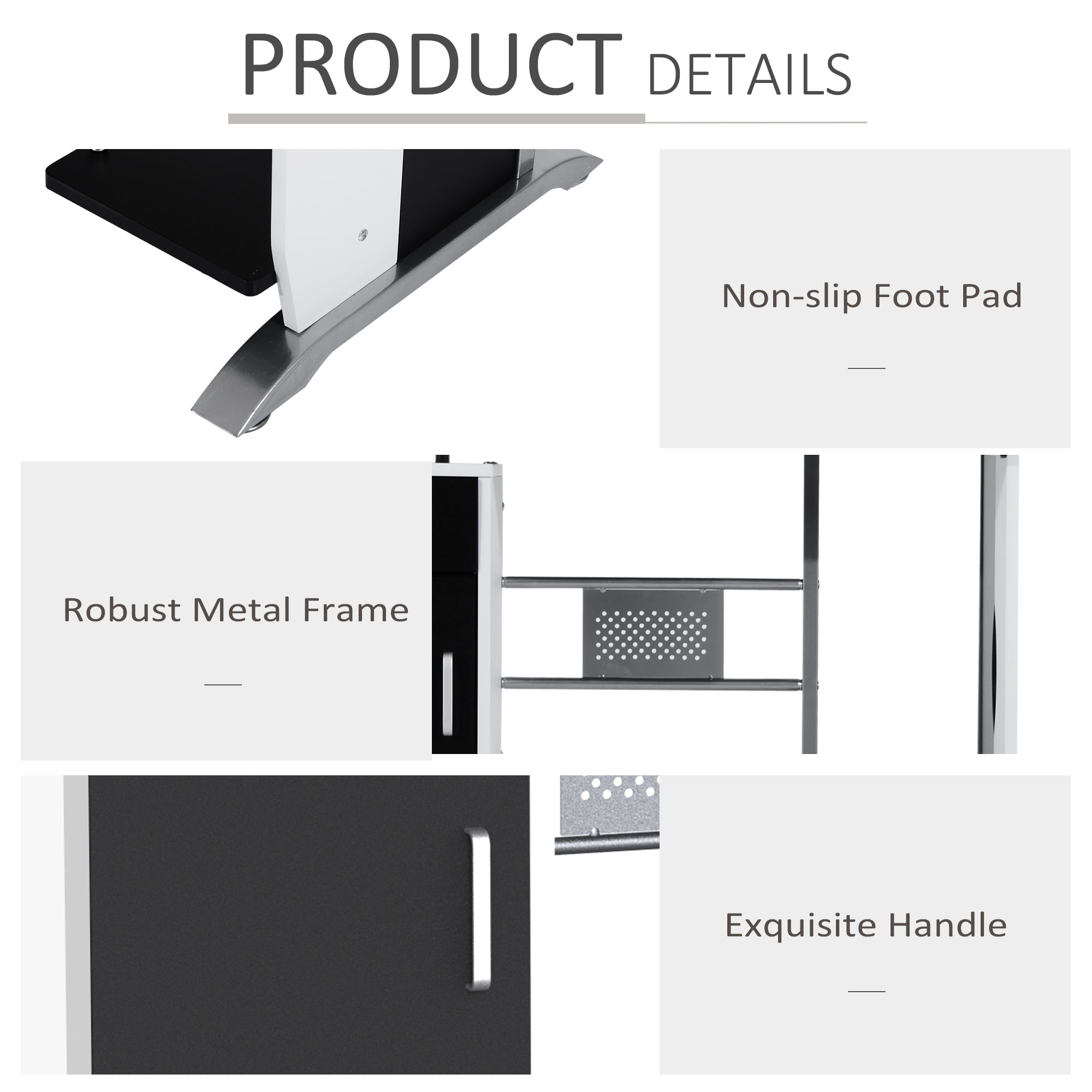 Computer Desk with Keyboard Tray and CPU Stand - Black/White-Office Products > Office Furniture > Office Desks & Work Stations > Computer Desks-DECOROLALA