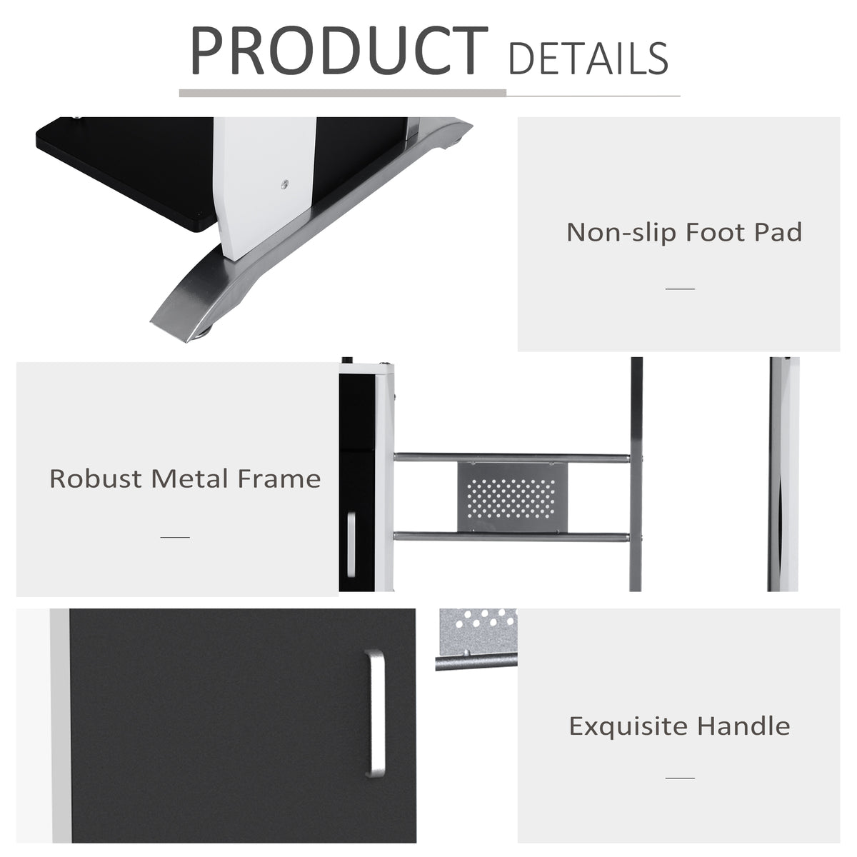 Computer Desk with Keyboard Tray and CPU Stand - Black/White-Office Products > Office Furniture > Office Desks & Work Stations > Computer Desks-DECOROLALA