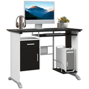 Computer Desk with Keyboard Tray and CPU Stand - Black/White-Office Products > Office Furniture > Office Desks & Work Stations > Computer Desks-DECOROLALA