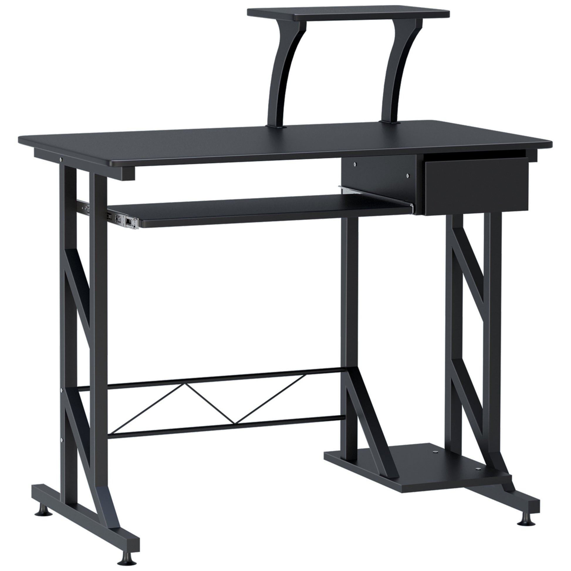 Computer Desk with Keyboard Tray and Drawer - Black 35"-Office Products > Office Furniture > Office Desks & Work Stations > Computer Desks-DECOROLALA