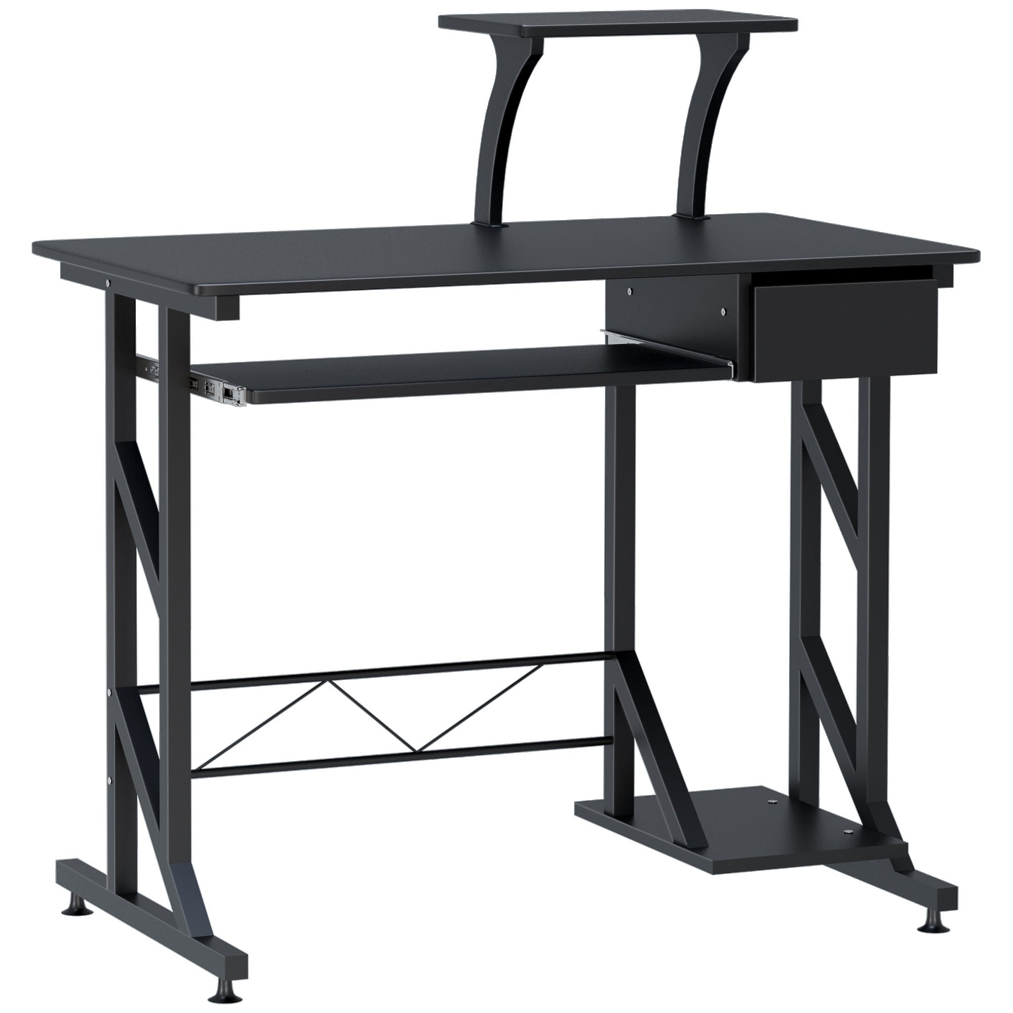 Computer Desk with Keyboard Tray and Drawer - Black 35"-Office Products > Office Furniture > Office Desks & Work Stations > Computer Desks-DECOROLALA