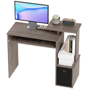 Computer Desk with Keyboard Tray and Drawer - Grey-Office Products > Office Furniture > Office Desks & Work Stations > Computer Desks-DECOROLALA