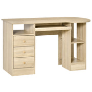 Computer Desk with Keyboard Tray and Storage - Natural-DECOROLALA