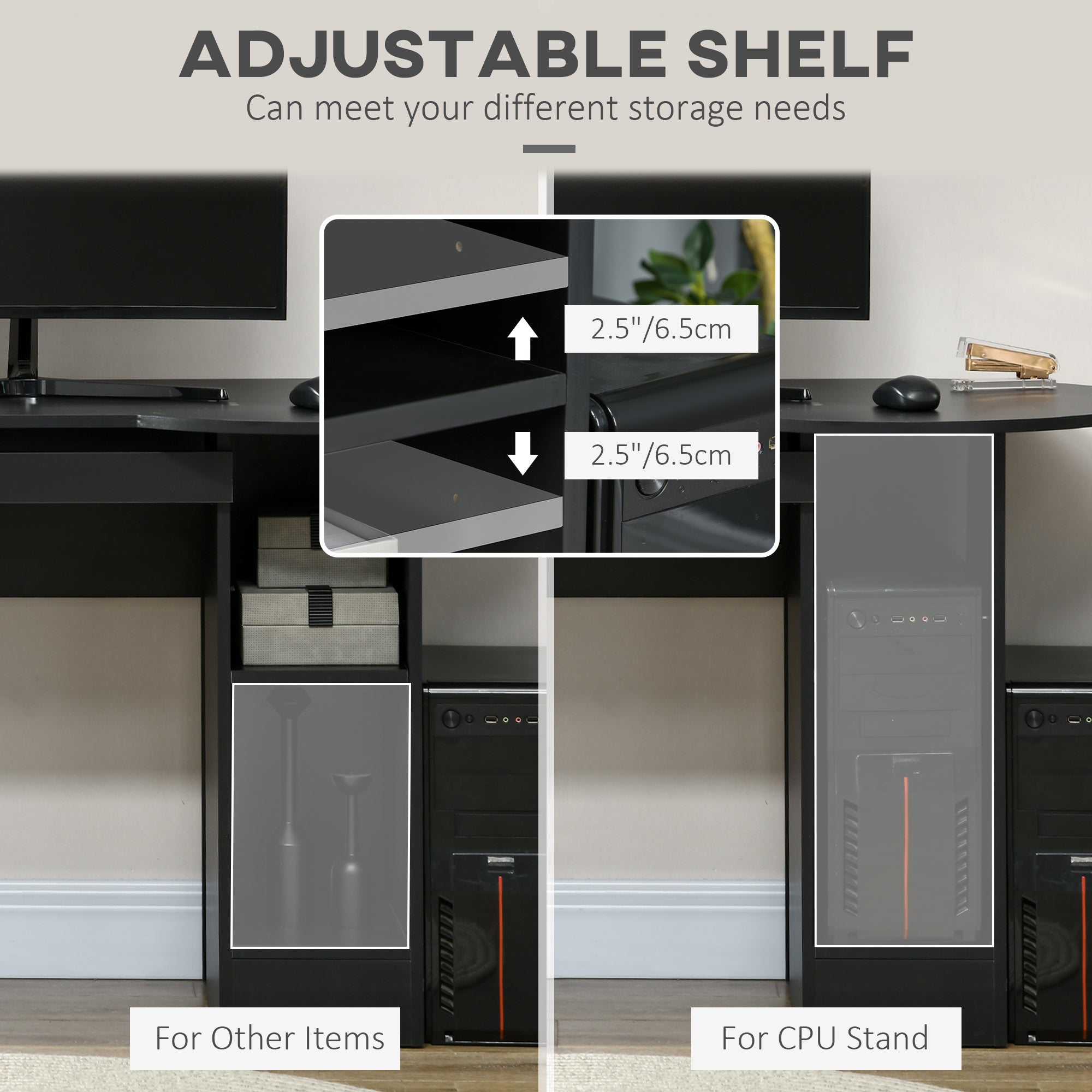 Computer Desk with Storage Black 49.2"-DECOROLALA