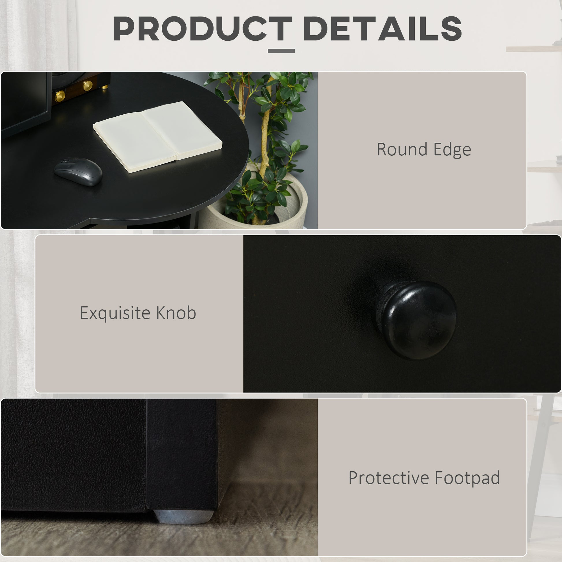 Computer Desk with Storage Black 49.2"-DECOROLALA