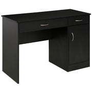 Computer Desk with Storage Drawers, Study Writing Table with Cabinet Adjustable Shelf for Home Office Workstation Bedroom, Black-Office Products > Office Furniture > Office Desks & Work Stations > Writing Desks-DECOROLALA