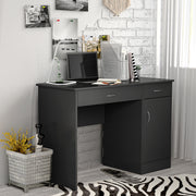 Computer Desk with Storage Drawers and Cabinet - Black-Writing Desks-DECOROLALA