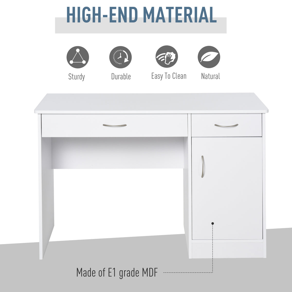 Computer Desk with Storage Drawers and Cabinet - White-Office Products > Office Furniture > Office Desks & Work Stations > Writing Desks-DECOROLALA