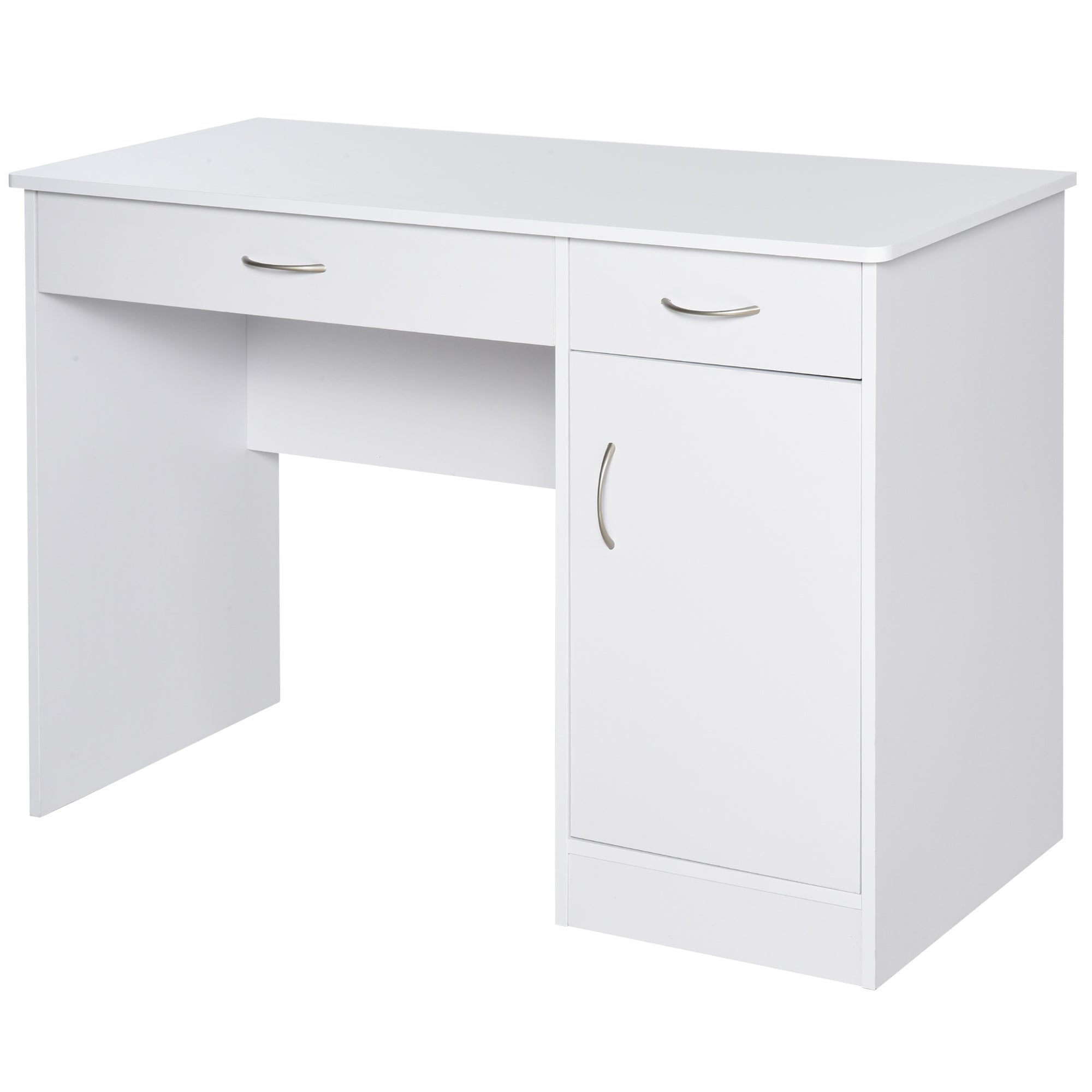 Computer Desk with Storage Drawers and Cabinet - White-Office Products > Office Furniture > Office Desks & Work Stations > Writing Desks-DECOROLALA