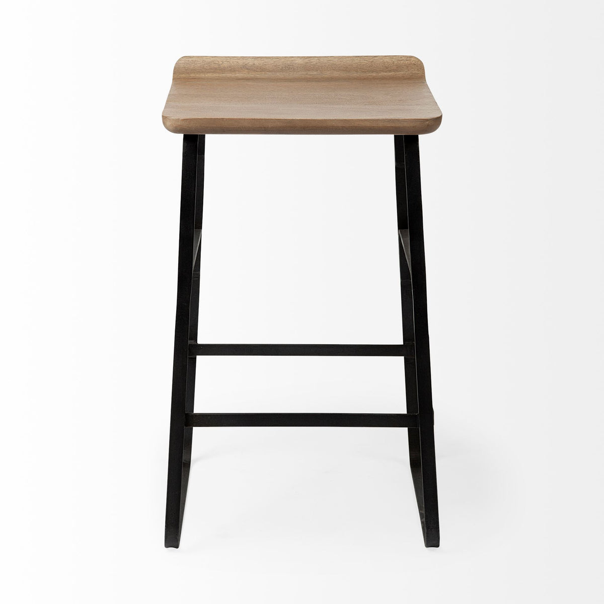 Conan 25" Seat Height Brown Wood Seat Black Metal Frame Counter Stool-Bar Stools-DECOROLALA