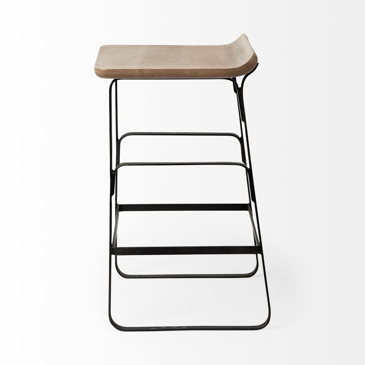 Conan 25" Seat Height Brown Wood Seat Black Metal Frame Counter Stool-Bar Stools-DECOROLALA