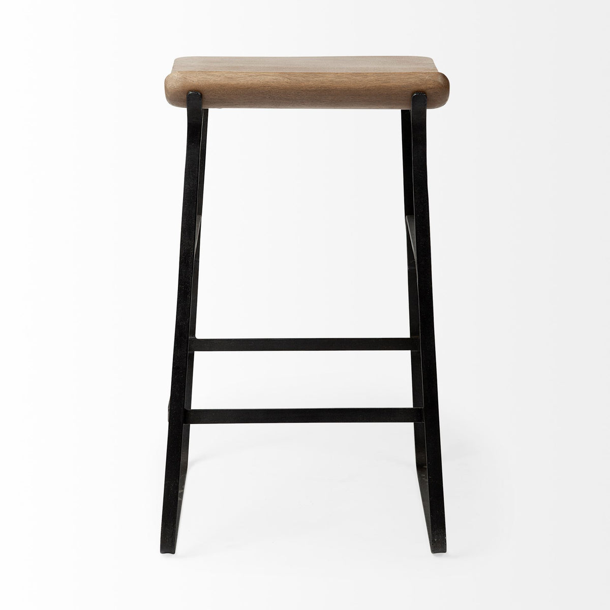 Conan 25" Seat Height Brown Wood Seat Black Metal Frame Counter Stool-Bar Stools-DECOROLALA