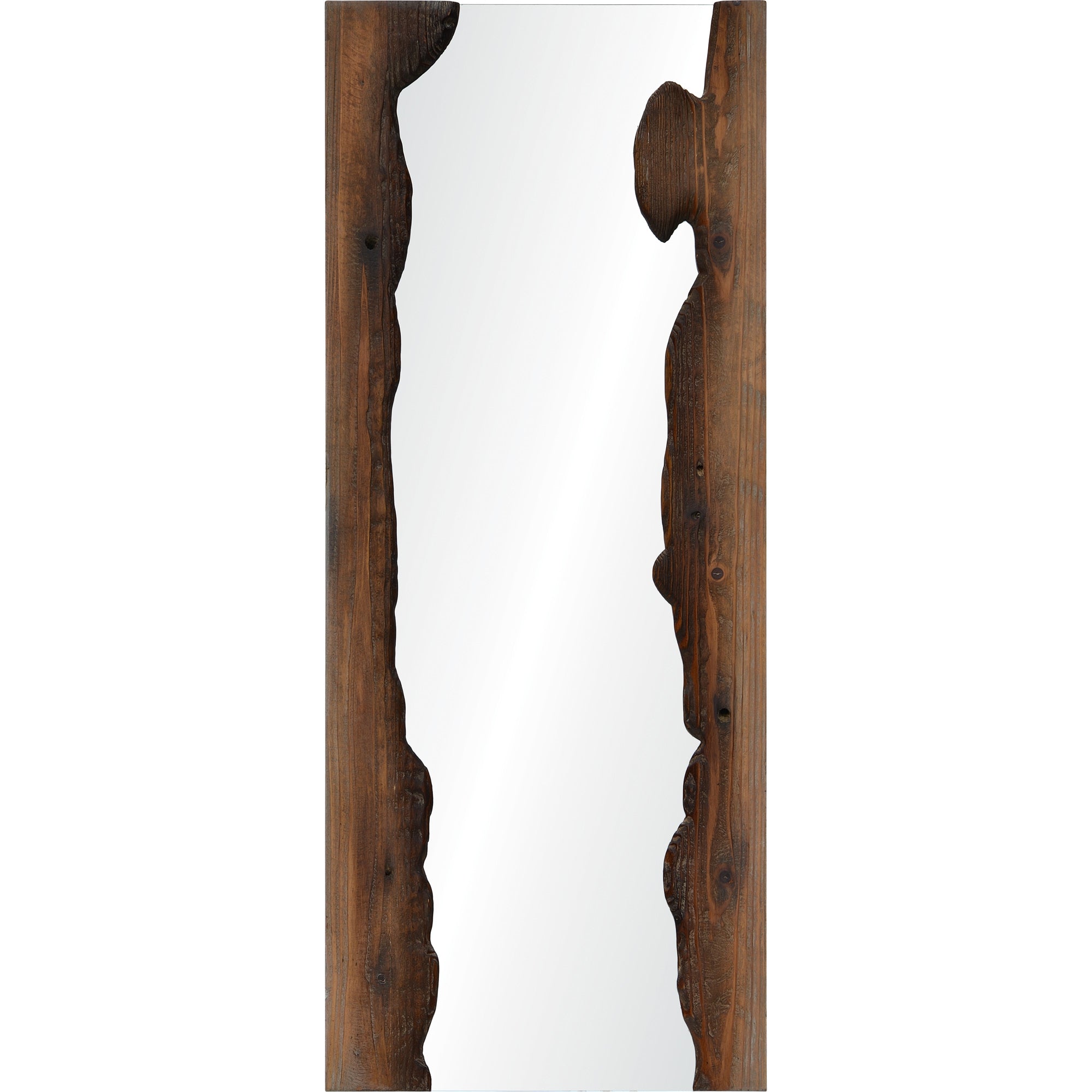 Connix 50" Tall Rectangle Wall Mirror, Brown-Mirror-DECOROLALA