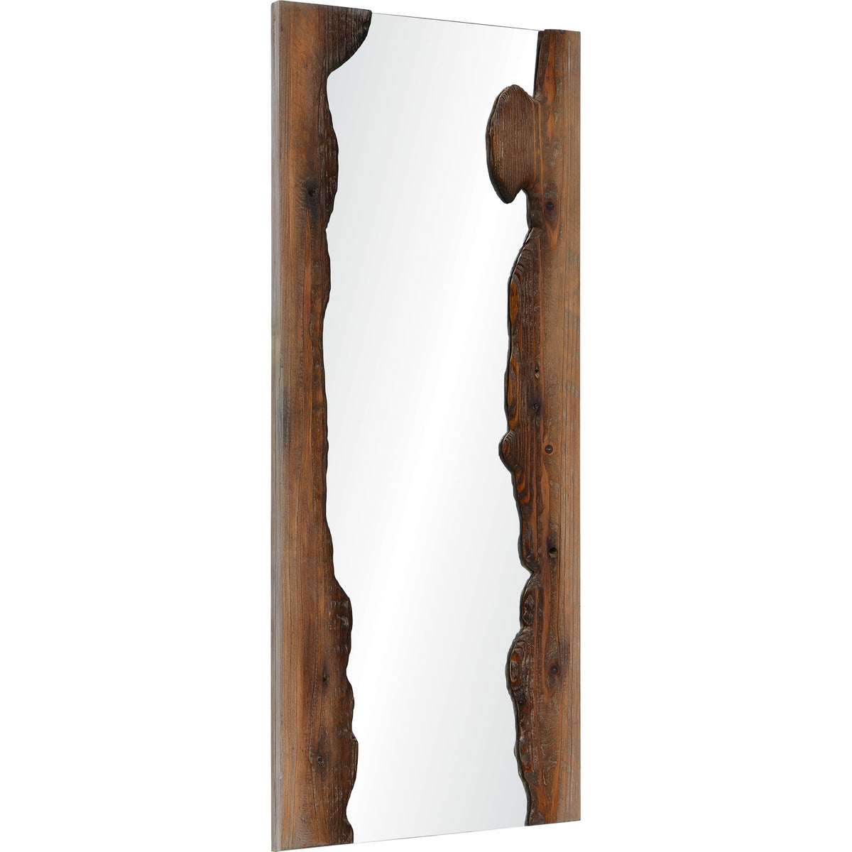 Connix 50" Tall Rectangle Wall Mirror, Brown-Mirrors-DECOROLALA