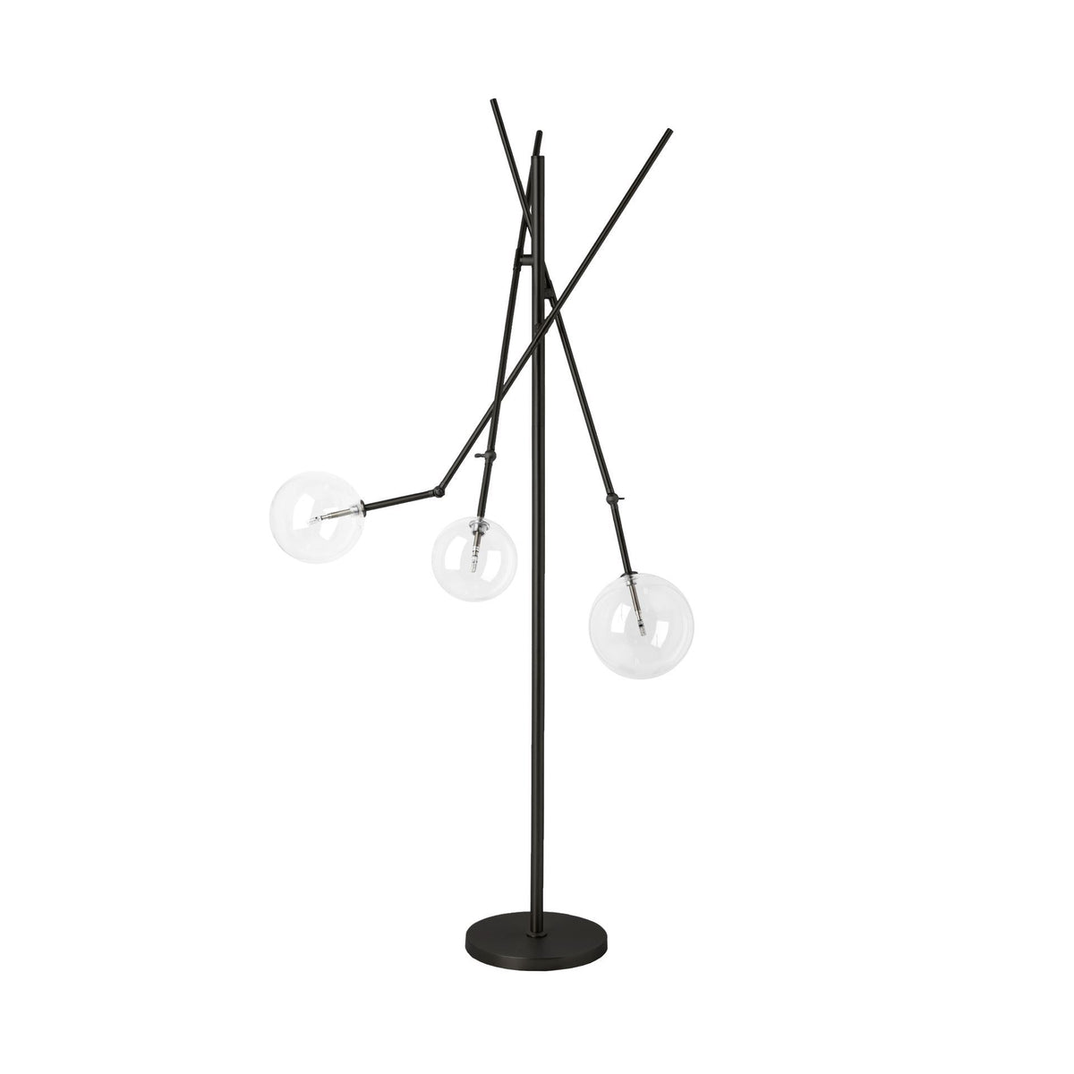Connor II 84" Black Metal Glass Globe Three Light Floor Lamp-Floor Lamps-DECOROLALA