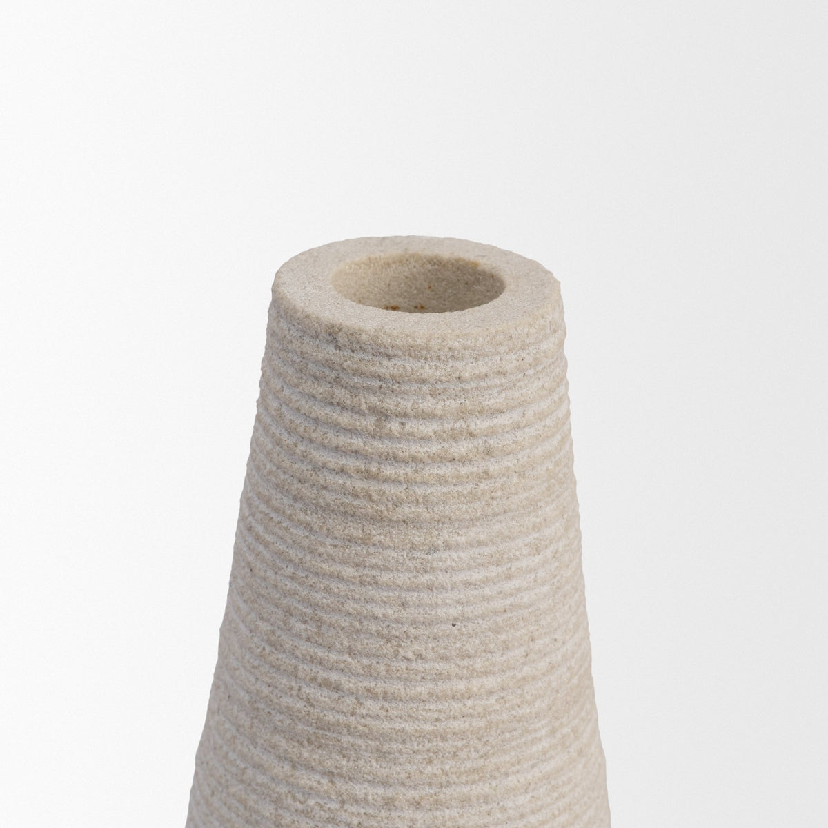 Cono Off-White Marble Cone Shaped Candle Holders (Set of 2)-Table Candle Holders-DECOROLALA