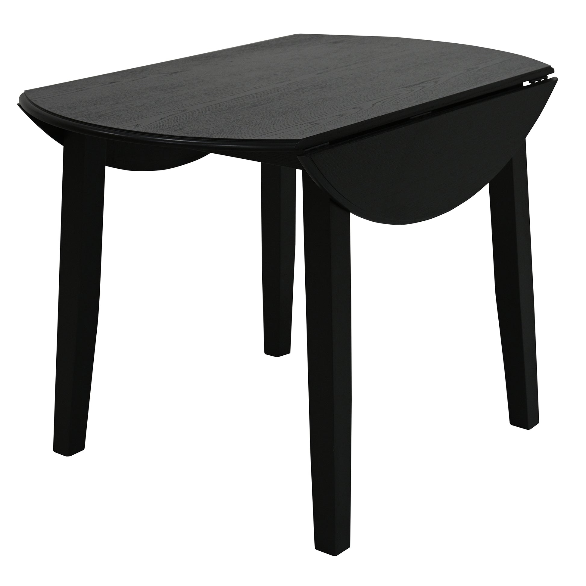 Conrad 3-Piece Round Drop-Leaf Dining Set - Black-DECOROLALA