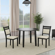 Conrad 3-Piece Round Drop-Leaf Dining Set - Black-DECOROLALA
