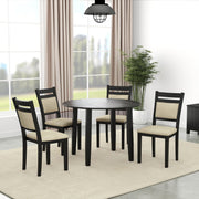 Conrad 5-Piece Round Dining Set - Black Drop Leaf Table-DECOROLALA