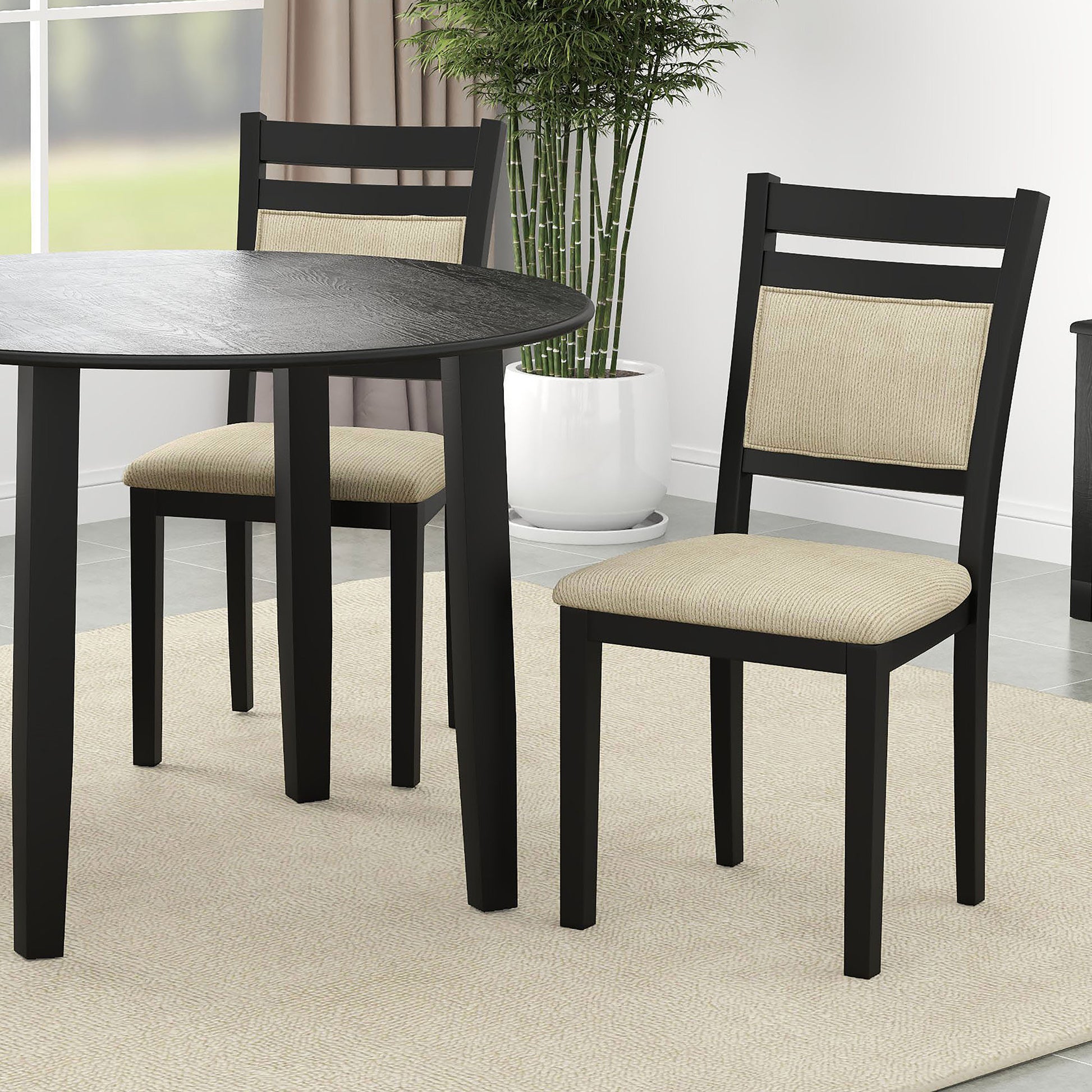 Conrad Dining Chair - Black Textured Fabric and Wood Frame-DECOROLALA
