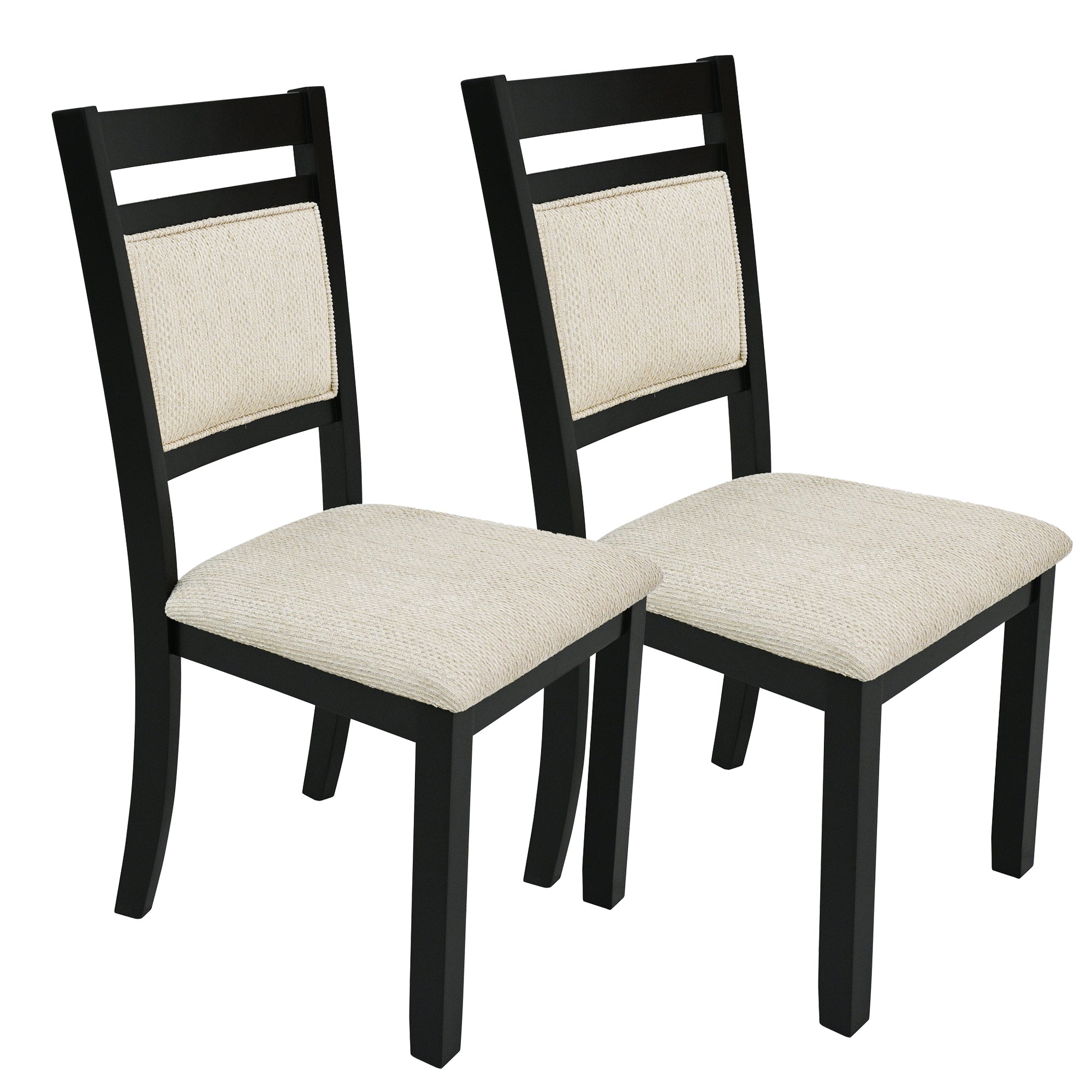 Conrad Dining Chair - Black Textured Fabric and Wood Frame-DECOROLALA