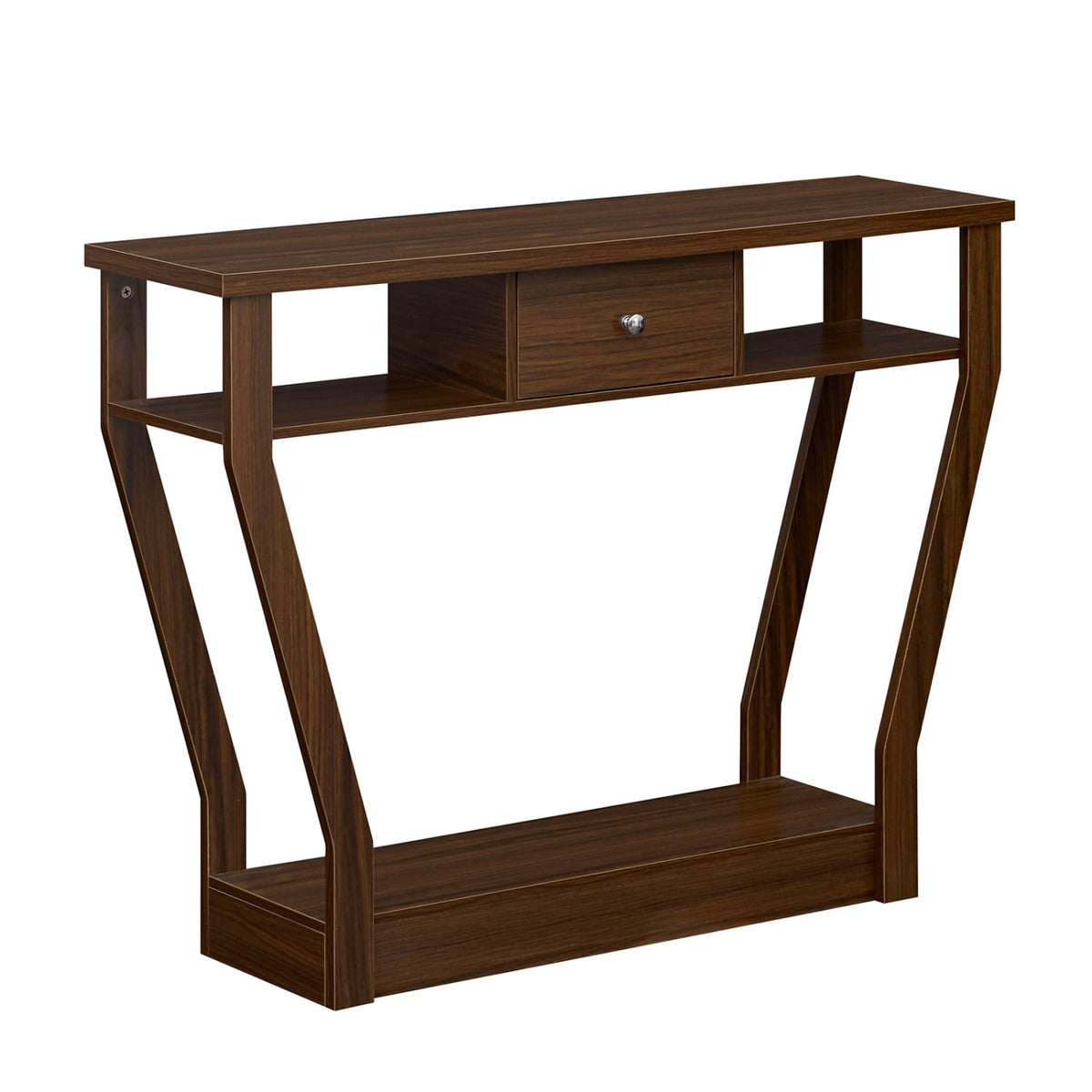 Console Hall Table with Storage Drawer and Shelf-Walnut-Console Tables-DECOROLALA
