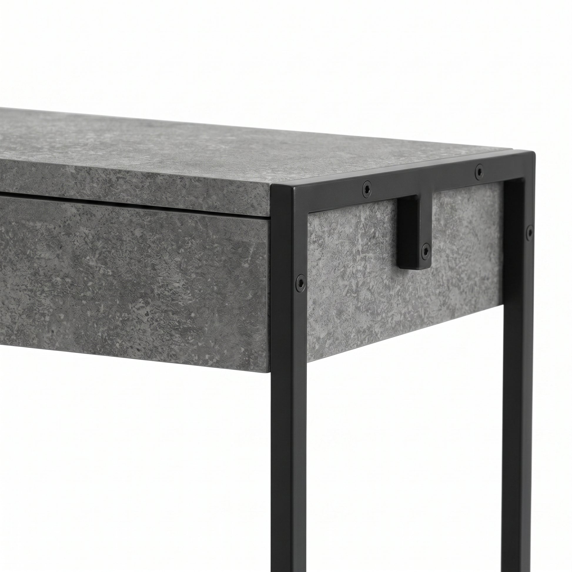 Console Table 47" Dark Cement Black Metal-Consoles-DECOROLALA