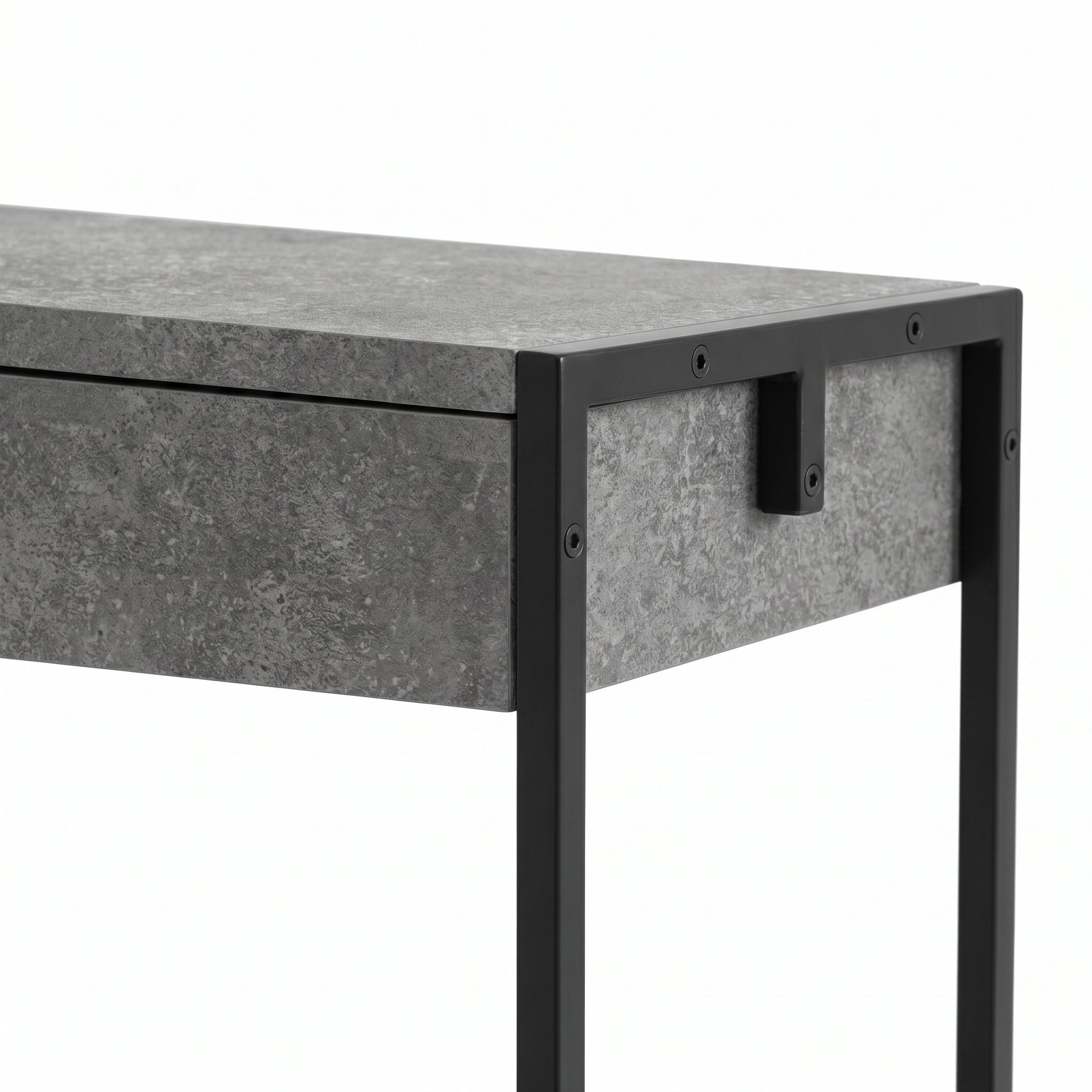 Console Table 47" Dark Cement Black Metal-Consoles-DECOROLALA
