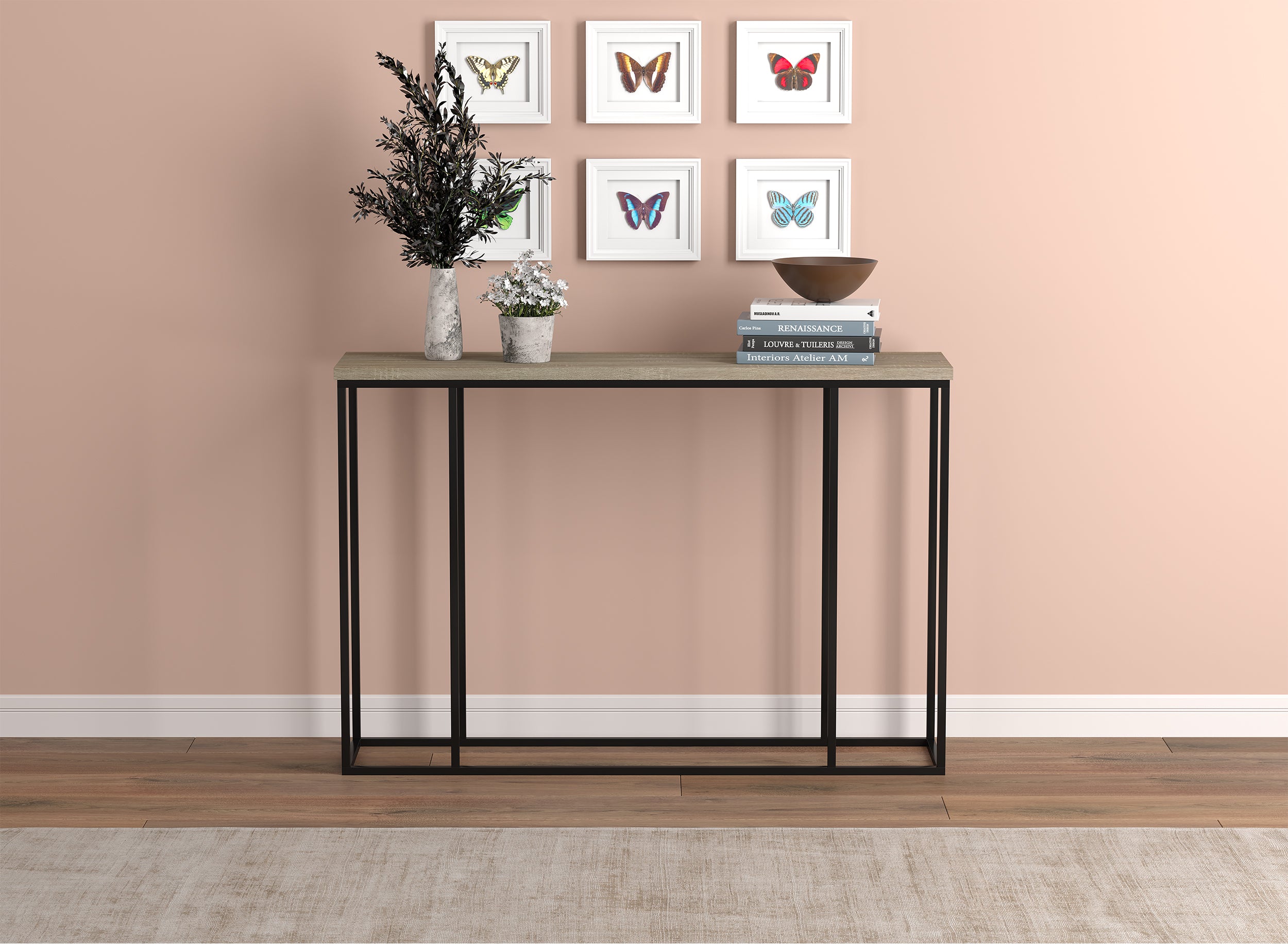Console Table 47" Dark Taupe Black Metal-Consoles-DECOROLALA