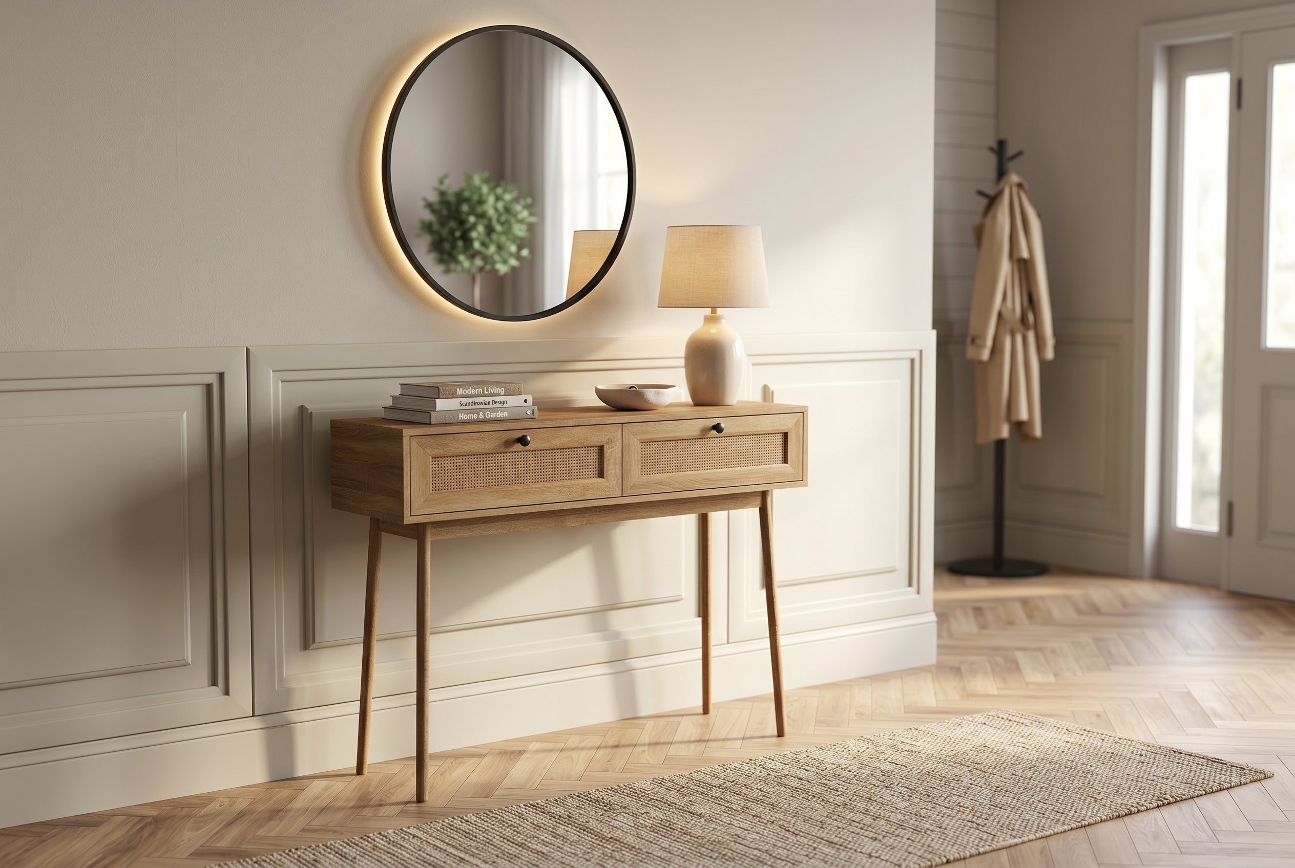 Console Table Brown Wood Look Drawers-Consoles-DECOROLALA