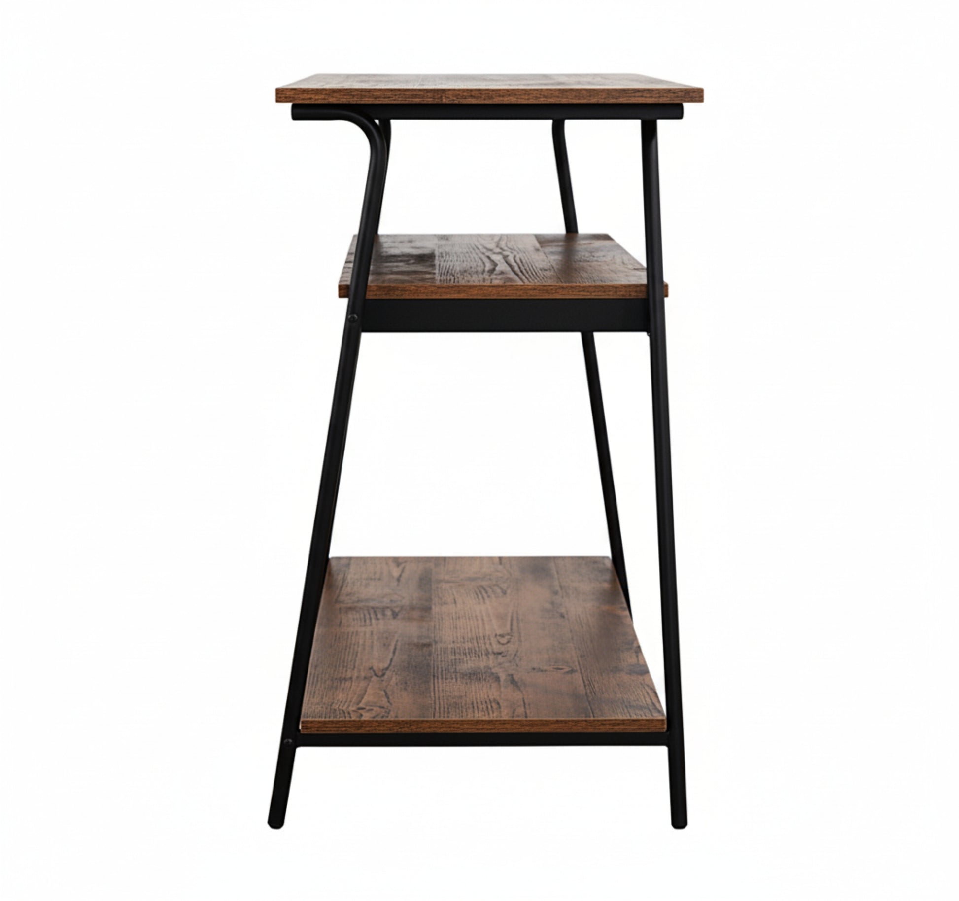 Console Table Reclaimed Wood Black Metal 3-Tier-Consoles-DECOROLALA