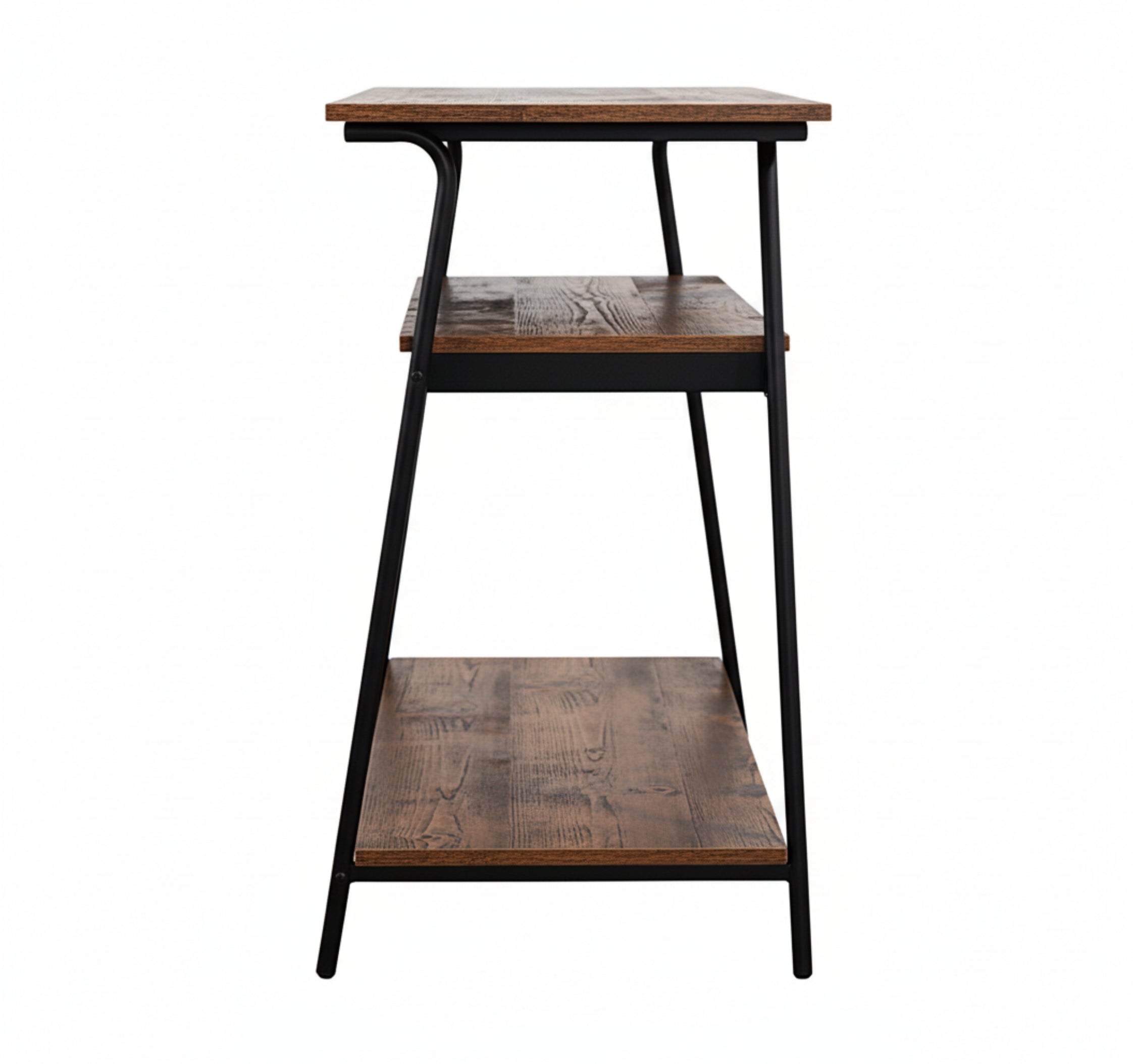 Console Table Reclaimed Wood Black Metal 3-Tier-Consoles-DECOROLALA