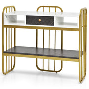 Console Table with Drawer Storage Shelf Wide Tabletop-White-Console Tables-DECOROLALA