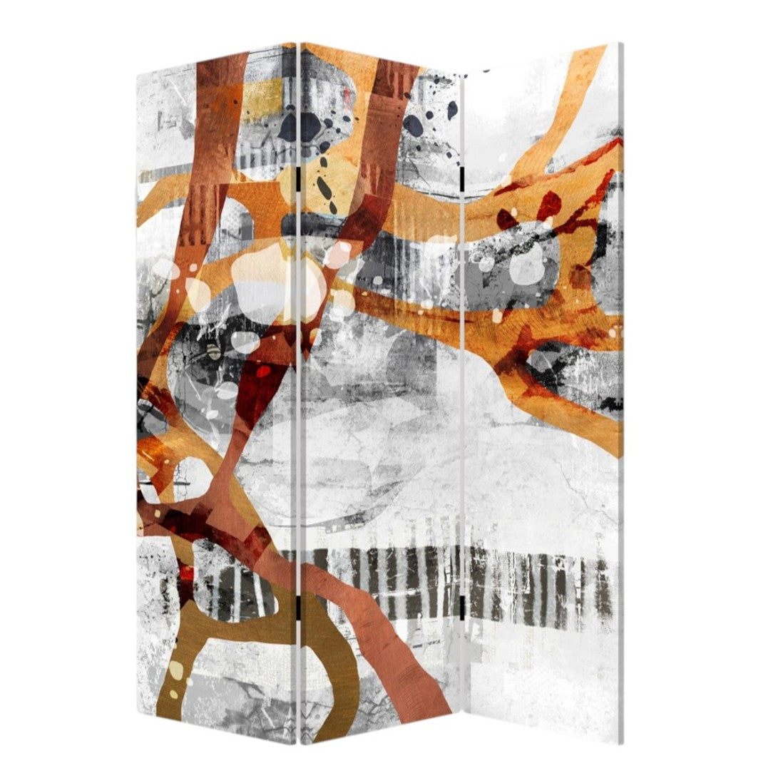 Contemporary Abstract Art Three Panel Room Divider Screen-Room Dividers-DECOROLALA