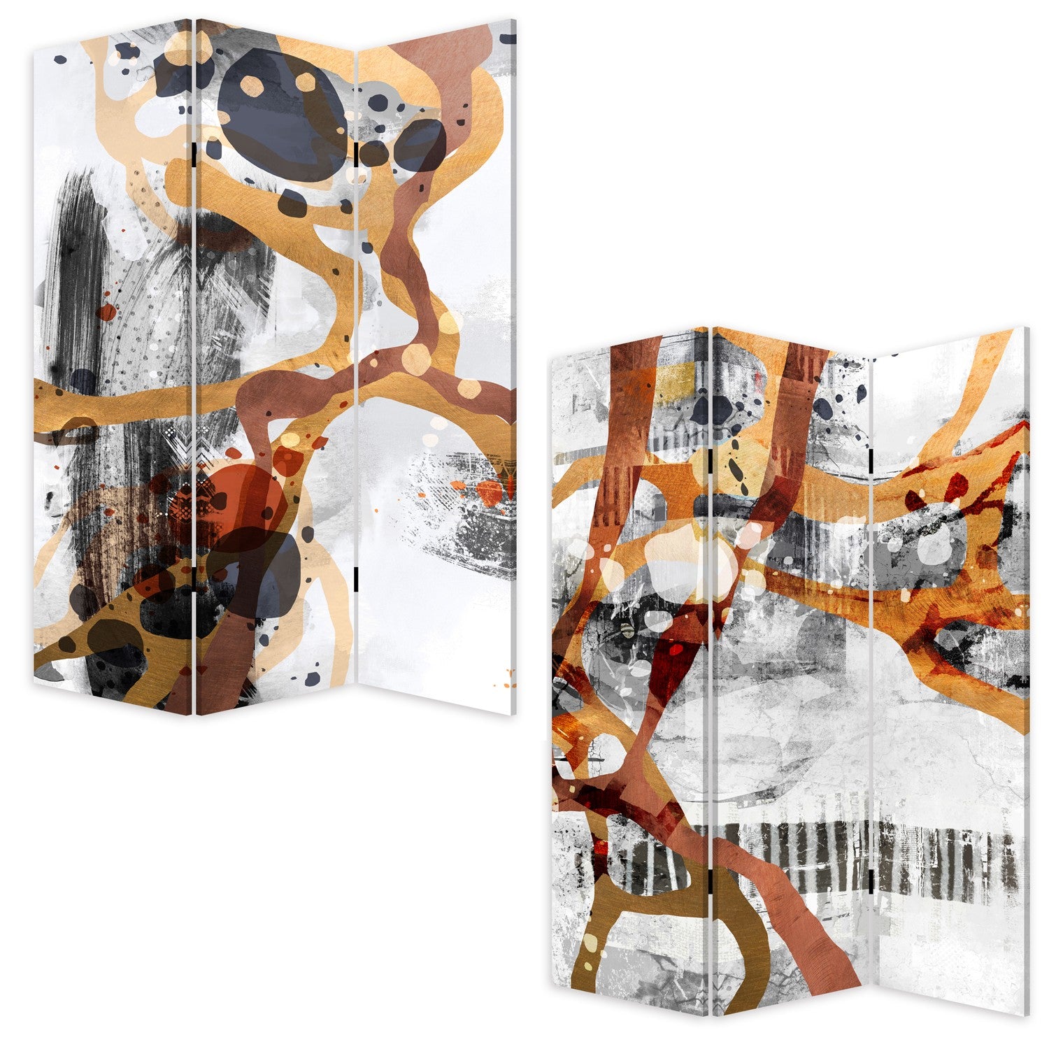 Contemporary Abstract Art Three Panel Room Divider Screen-Room Dividers-DECOROLALA