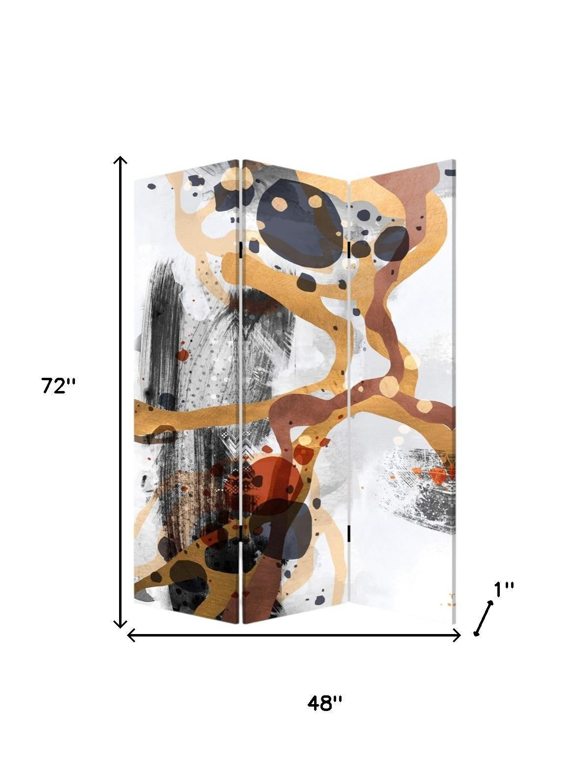 Contemporary Abstract Art Three Panel Room Divider Screen-Room Dividers-DECOROLALA