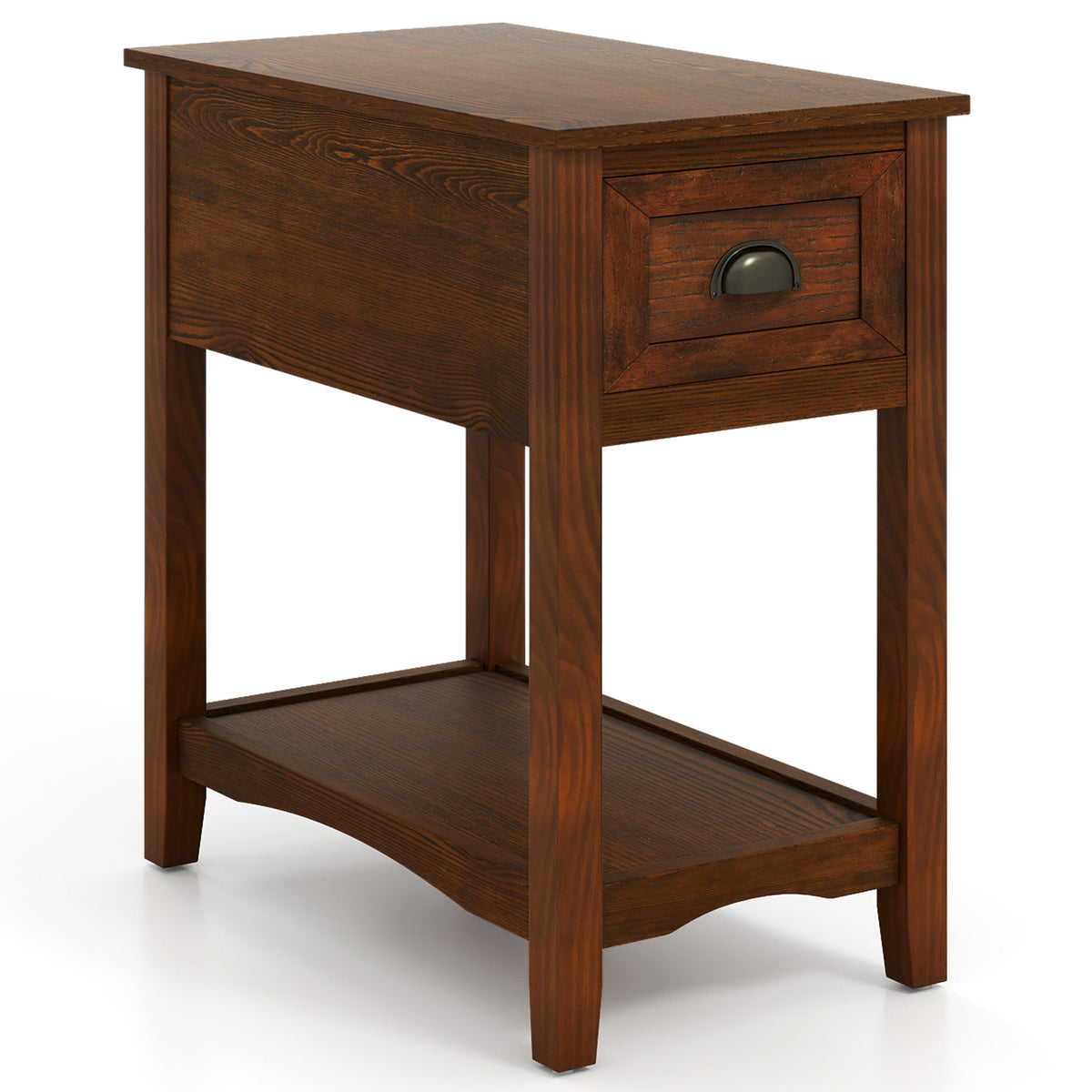 Contemporary Chair Side End Table Compact Table with Drawer Nightstand-Natural-End & Side Tables-DECOROLALA