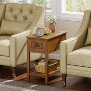 Contemporary Chair Side End Table Compact Table with Drawer Nightstand-Yellow-End & Side Tables-DECOROLALA