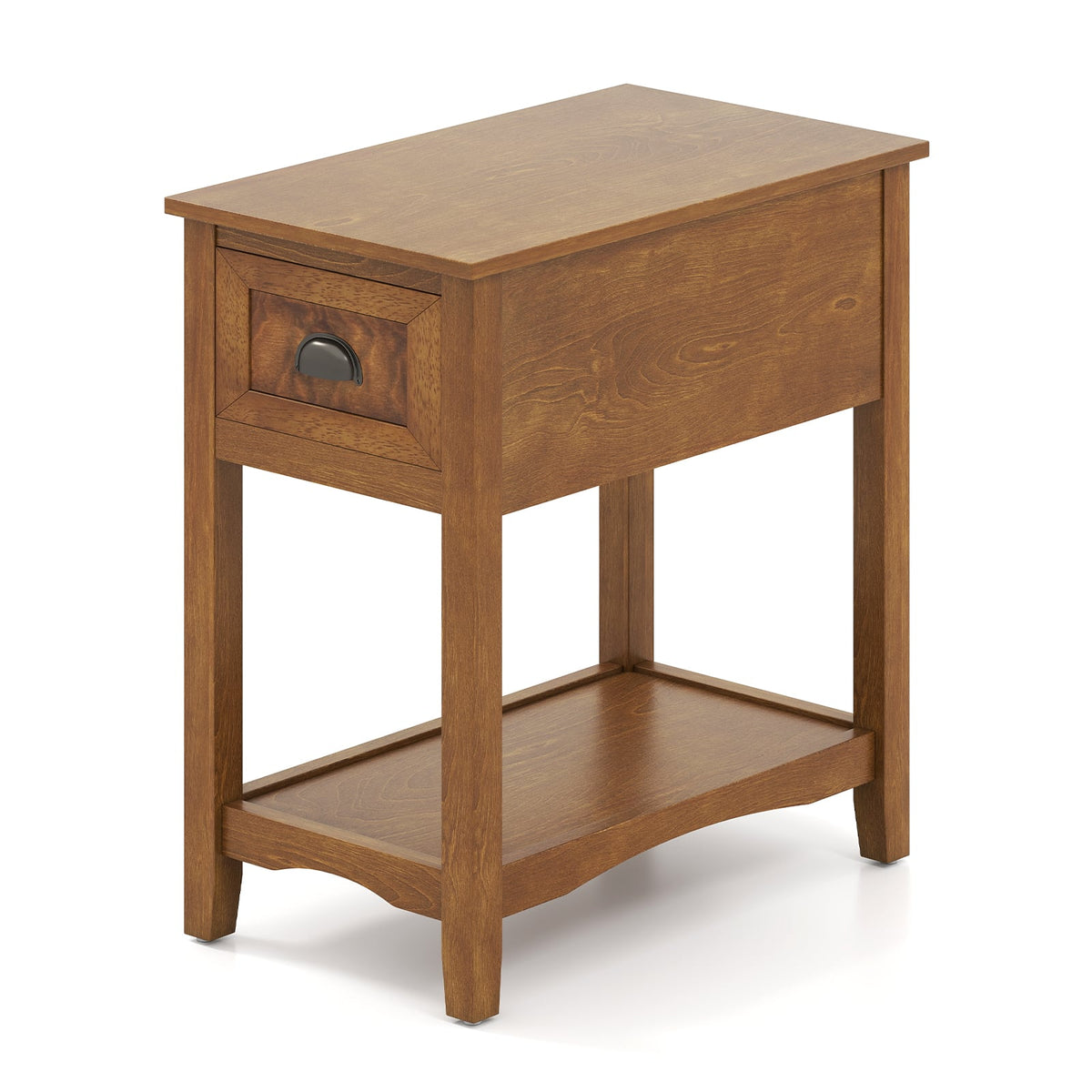 Contemporary Chair Side End Table Compact Table with Drawer Nightstand-Yellow-End & Side Tables-DECOROLALA