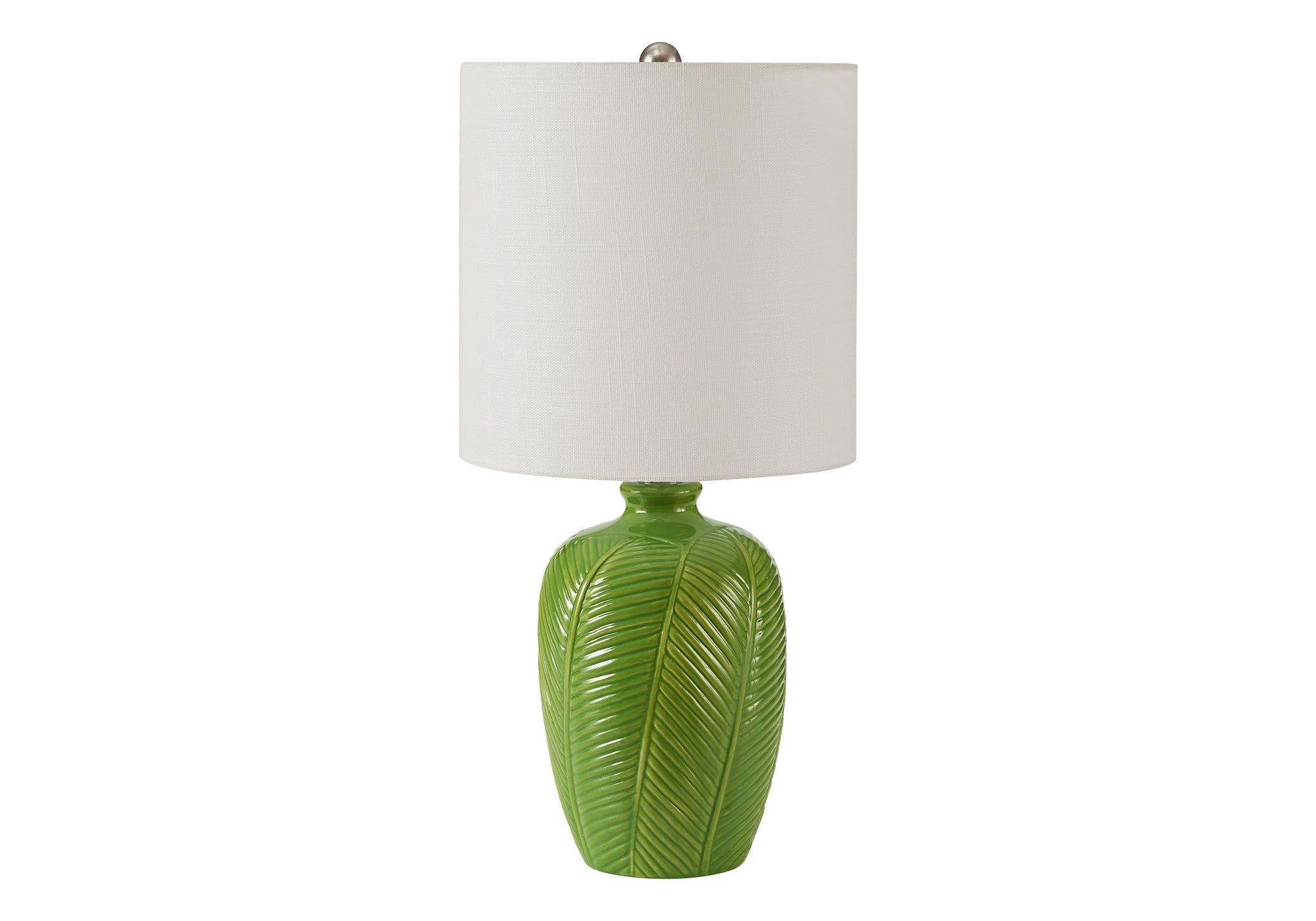 Contemporary Green Ceramic Table Lamp - 19"H White Shade-Table lamp-DECOROLALA