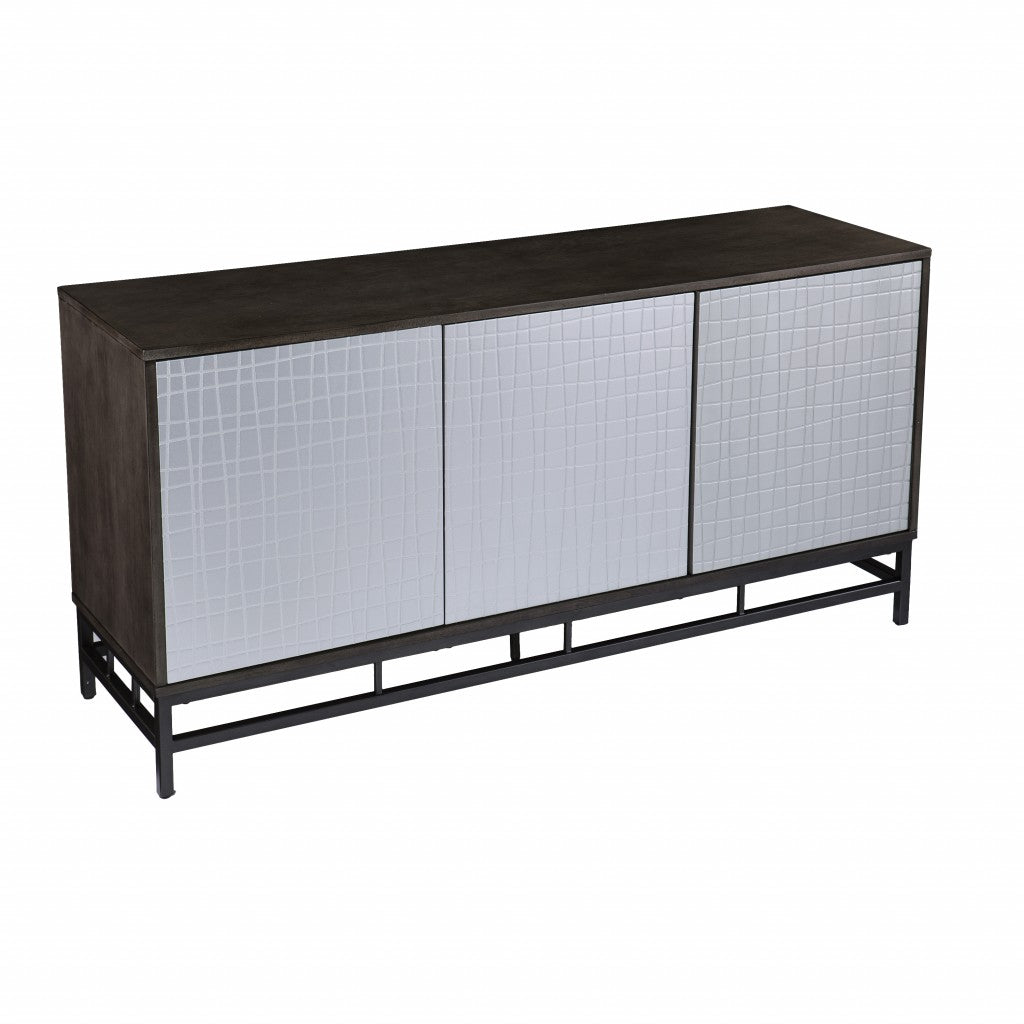 Contemporary Grid Lines Three Door Accent Cabinet-Sideboards-DECOROLALA