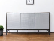 Contemporary Grid Lines Three Door Accent Cabinet-Sideboards-DECOROLALA