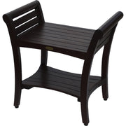 Contemporary Teak Shower Bench With Handles In Dark Brown-Shower Benches-DECOROLALA