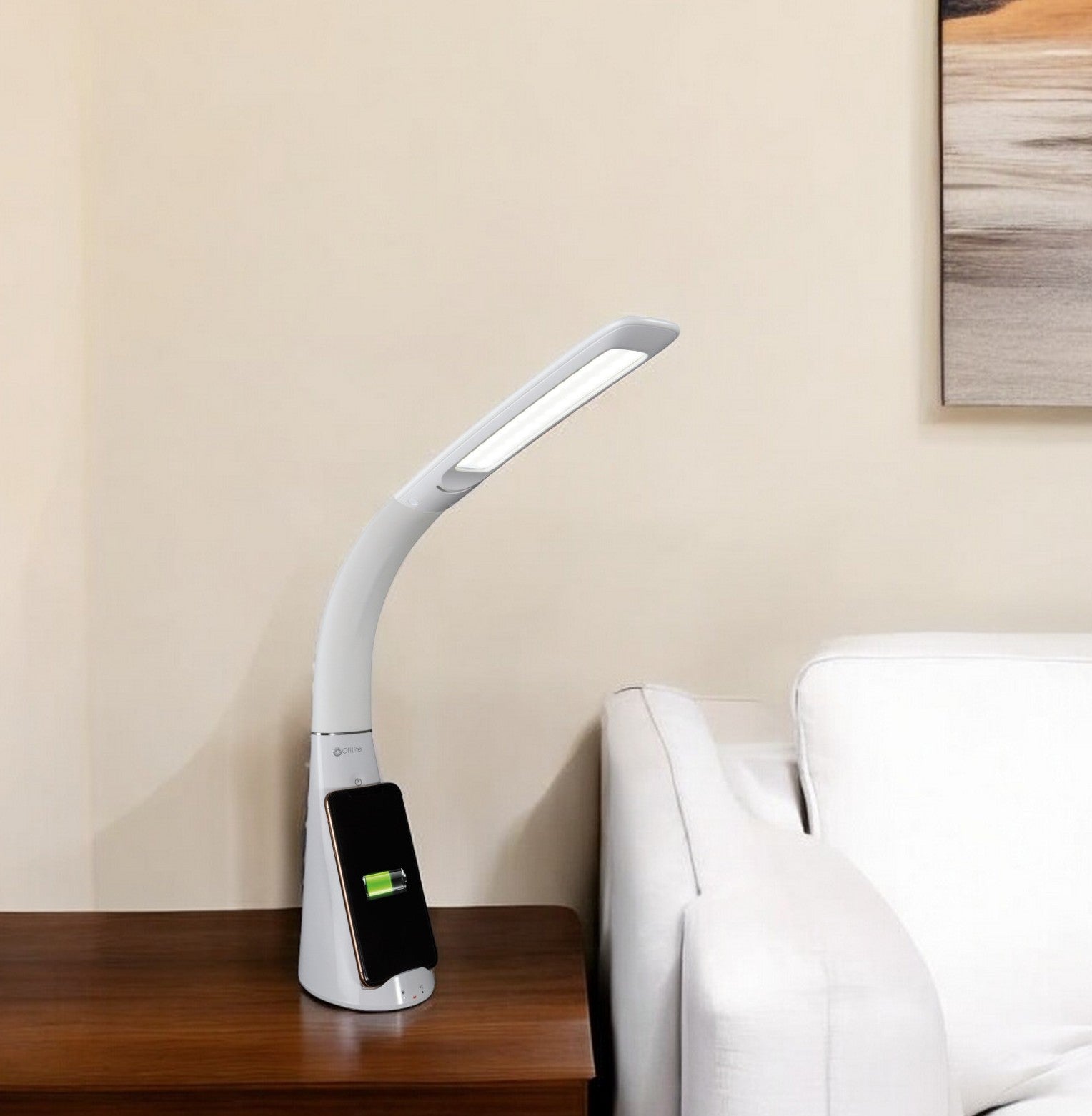 Contemporary White Sanitizing and Charging LED Desk Lamp-Table Lamps-DECOROLALA
