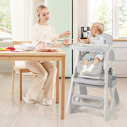 Convertible Baby High Chair with Double-layer Tray and Adjustable Backrest-Grey-High Chairs-DECOROLALA