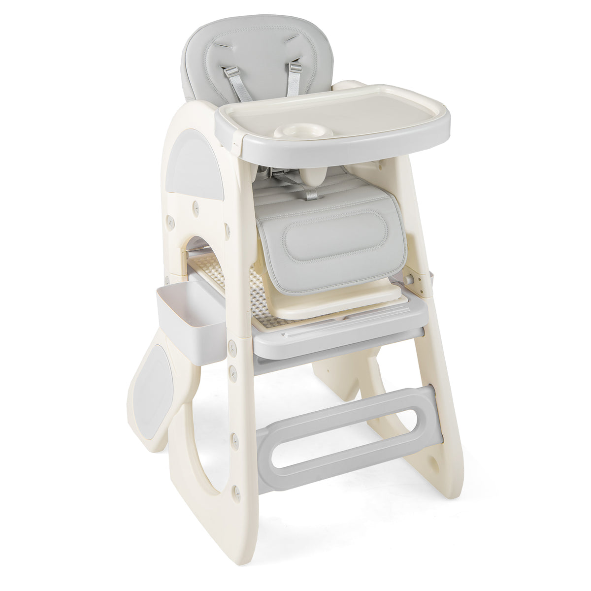 Convertible Baby High Chair with Double-layer Tray and Adjustable Backrest-Grey-High Chairs-DECOROLALA