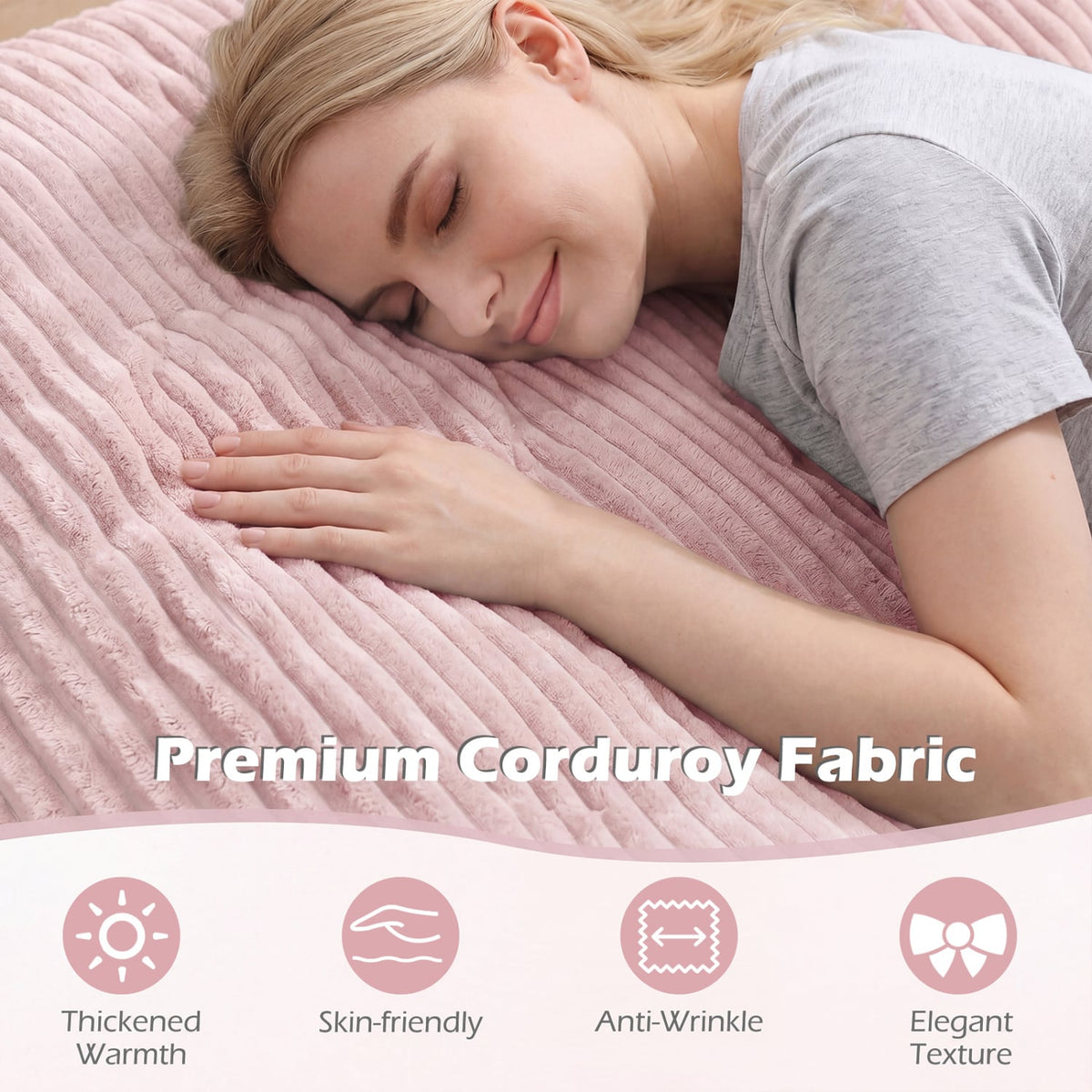 Convertible Bean Bag Floor Sofa with Machine-washable Corduroy Cover-Pink-Floor Chairs-DECOROLALA